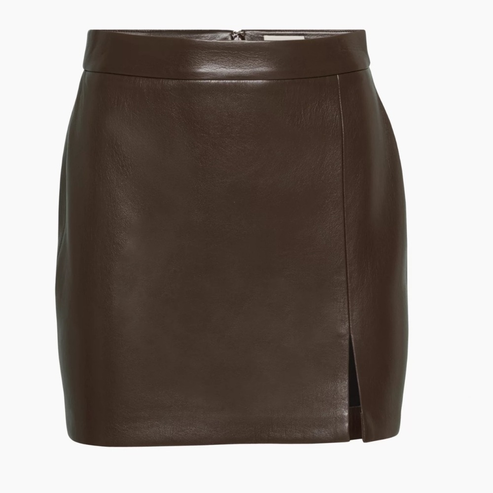 Brown vegan leather skirt